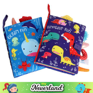 Baby Infant and Toddler Early Learning Education Washable Fabric Book with Rustling Sound and Animal tails / Buku kain comel budak kecil dan bayi dengan ekor haiwan untuk pelajaran awal yang boleh dicuci