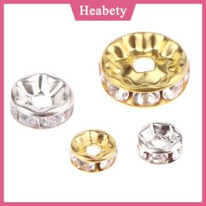 Heabety 100pcs 5 7 10mm rondelle đĩa 316 thép không gỉ pha lê Spacer hạt với Rhinestone cho đồ trang sức làm DIY Vòng đeo tay
