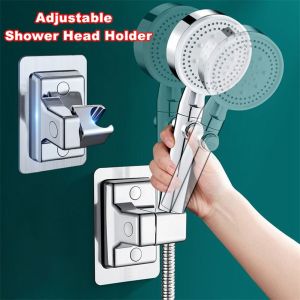 OFTBT แบบพกพาได้ 1ชิ้นค่ะ อุปกรณ์ติดผนัง มือถือแบบมือถือ Punch-Free อุปกรณ์ติดตั้งหัวฝักบัว ชั้นวางฝักบัวอาบน้ำ อุปกรณ์เสริมในห้องน้ำ ฉากยึดฝักบัว ที่ยึดหัวฝักบัว