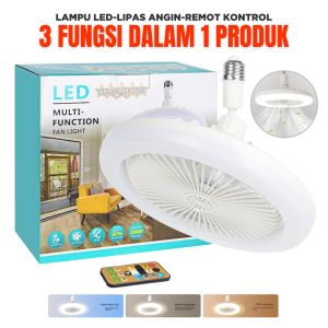HEMAT LISTRIK MULTIFUNGSI Lampu Kipas Angin Remot 5 Baling 2 Fungsi Jadi Satu LED Multifunction Fan Light Lampu 3 Warna Kipas 3 Kecepatan Bisa Atur Pakai Remot