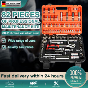 CHUANGCHAO Ratchet wrench CR-V STEEL 82 Pcs Tools Socket Wrench Set Car Torque Tool Box Motorcycle Auto Repair Tools