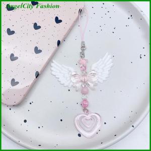 AngelCity Fashion Store Lovely Wings Bow Heart Mobile Strap Phone Pendant Chain For Girls Women Fashion Sweet Keychain Bags Decorative Accessories Gifts