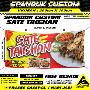 Spanduk Sate Taichan Custom Banner Jualan SateTaichan SpandukMurah Gratis Desain StikerAsia