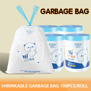 100pcs Roll Drawstring Garbage Bag Thickened Automatic Closing Kitchen Garbage Bag