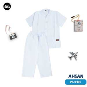 Setelan Koko Anak Putih Polos Ahsan - Baju & Celana / baju koko anak laki laki