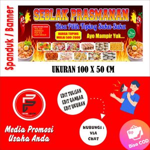 Spanduk Banner Seblak Prasmanan / Banner Warung Seblak / Banner Seblak Prasmanan Ukuran 50 x 100 cm