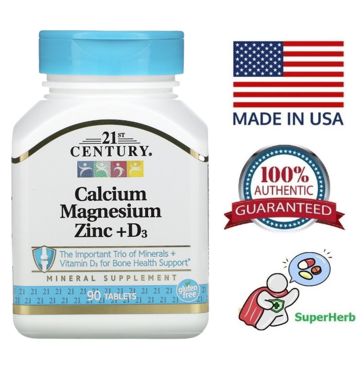 21st Century, Calcium Magnesium Zinc + D3, 90 or 250 Tablets | Lazada PH