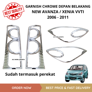 PAKET / SATUAN GARNISH CHROME DEPAN BELAKANG MOBIL NEW AVANZA XENIA VVTI 2006 - 2011 LIST CHROME LAMPU UTAMA MOBIL NEW XENIA AVANZA VVTI 2006 2007 2008 2009 2010 2011