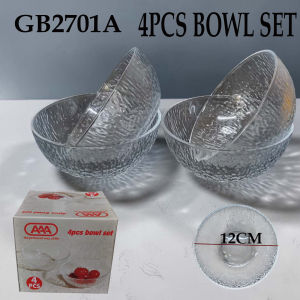 AAA Elegant Glass Dinnerware Set - Round Bowls with Floral Pattern 4 Pieces