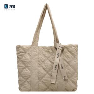 Ueblock✈ Puffer Quilted Tote Bag Soft Cloth Nylon Shoulder Bag Lightweight Gym Yoga Bag for College Office Clinical Gym