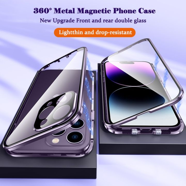 For Apple iPhone 14 13 12 11 Pro Max Phone Case 360 Metal