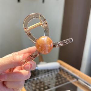 F4 Jepit Rambut Salon 8cm Transparan dengan Mutiara Warna Bubble Gum Bentuk Simpul HCT011