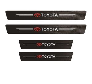4pc/Set Car Door Side Step Sill Strip Carbon Fibre Leather Anti Scratch Protector Sticker Fiber for Toyota Camry Corolla RAV4 Highlander Land Cruiser vios Avanza Rush Calya Innona fortuner hilux CH-R Yaris wigo Prius
