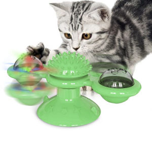 Pet Cats Toys Whirling Puzzle Training Turntable Supplies Windmill Ball Type Interactive for At Kitten Play