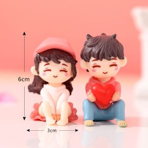 Tiểu Cảnh Cặp Đôi Yêu nhau Siêu Đáng Yêu Trang Trí Chậu Sen Đá Mô Hình Mini Decor Hồ Cá