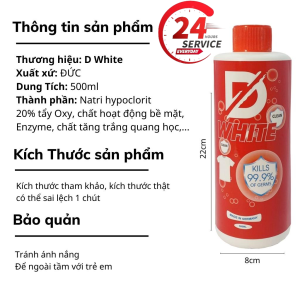 Nước Tẩy Trắng quần áo thế hệ mới D.WHITE Tẩy mốc quần áo ố vàng không phai màu vải.