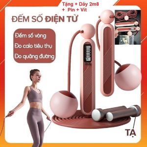 Dây Nhảy Không Dây Đếm Số Đo Calo Có Tạ(Tặng+Dây 2m8+vít+Pin Dự phòng) Giúp Giảm Cân Hiệu Quả Hỗ Trợ Tập Thể Dục tại nhà