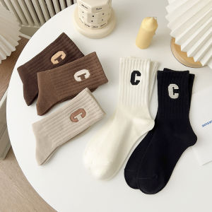 Fashion Living ถุงเท้าผ้าฝ้ายผู้หญิง 5 สี ถุงเท้า ยืดหยุ่นชัด เหมาะสำหรับโอกาสที่สุด