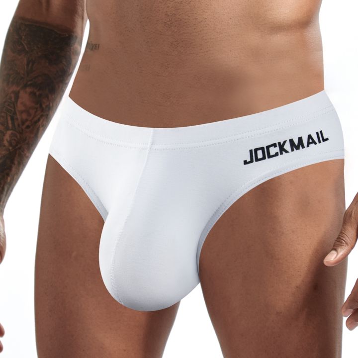 Jockmail Brand Men Underwear Slip Celana Pendek Pria White Sexy Men Bikin Jockstraps Black Mens