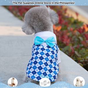 QA°01 Kawaii Pet Bowknot With Collar Plaid Shirt Elegant Pet Clothes Summer Dress Pet Couple Dress and Shirt