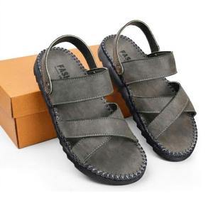 Dép sandal quai hậu nam V12 xăng đan nam hai quai ngang đế lõm khâu thủ công chắc chắn ba màu nâu đen xám trẻ trυng