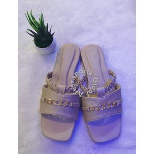 ALANA- Sendal Flat Slip On Wanita Maharani Selop Rante Sandal Teplek Slop Variasi Rantai