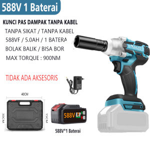 MAKlTA Impact wrench Cordless 1090V Baterai Semua motor tembaga Cordless Kunci Impact Kunci Pas Elektrik Kit Cocok untuk baut otomotif Mesin Bor impact buka mesin bor