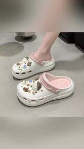 [Free Shipping] Fashionable Puff Crocs For Women New Thick-Soled Height-Increasing 25 Model Versatile