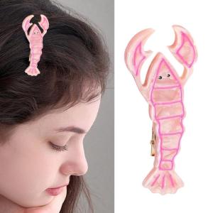 Trendy Crustacean Styles Acetate Hair Clip For Women Cute Lobster Design Secure Grip Lightweight Hair Accessory