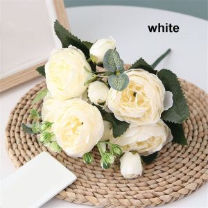 WUXU 30cm 9 head Festival Supplies Vintage Wedding Silk Peony  Artificial Flowers  Party Decoration  Rose bouquet