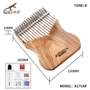 Đàn piano ngón tay cái Gecko Kalimba 17 phím có hộp bảo vệ chống thấm nước quà tặng di động cho trẻ em và người lớn