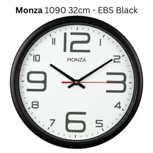 Jam Dinding Besar Kantor Kamar Ruang Tamu Polos Minimalis Hitam Putih Angka Besar Diameter 32cm Monza M1
