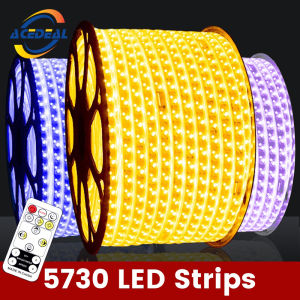 AceDeal [Support Lalamove Bulk Orders] 15/20/25/30Meters w/ Plug LED Strip Light Waterproof 5730 120 LEDs/M 3Colors Remote Control Dimming Super Bright Flexible Light For Indoor Outdoor Lighting 15m/20m/25m/30m(Options)