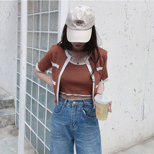 AJWShop [UP] Tanktop Cardigan Set Korean Style Rajut Import Premium | Cardigan Lengan Pendek Tanktop Rajut Premium Import | Tanktop dan Cardigan Set Wanita Korea Kekinian | Atasan Korean Style Import | Baju Atasan Wanita Terbaru Viral Kekinian