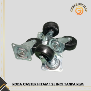 4 Pcs Roda Caster Hidup 1.25 Inci Hitam Roda Etalase Roda Etalase Troly