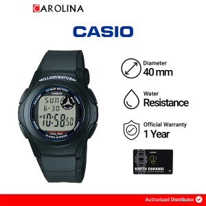 Jam Tangan Pria Casio F-200W-1A 10 Years Battery Life Digital Dial Black Resin Band