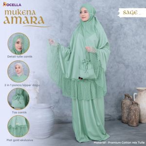 ROCELLA Mukena Amara 2 in1 Mukena Dewasa Mukena Remaja Motif Polos Bahan Premium Cotton mix Tulle Halus Lembut Menyerap Keringat Nyaman Digunakan