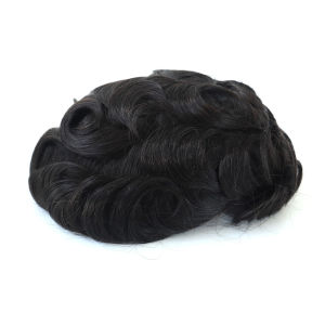 8*10 Inch Super Thin Skin V-looped Hair Replacement Wigs Human Hair Men Toupee Trimmable