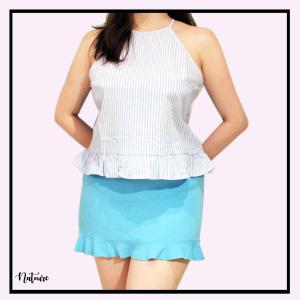 Blue Striped Halter Top