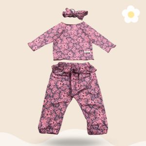 6-24BLN SETELAN BAYI NAMEERA WITH HEADBAND SCRUNCHIE SETELAN BAYI PEREMPUAN PREMIUM by MYBEE (SNI)