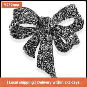 【Local shipping】 Crystal Rhinestone Bow Brooch Pin Women Shirt Collar Big Bowknot Brooch Jewelry