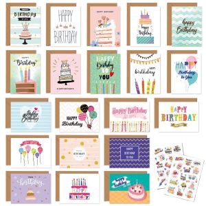 FDGFGG 20pcs DIY Birthday Greeting Card Blessing Combination Set Message Cards Postcard Handwriting Happy Birthday Card For Kids Friends Family