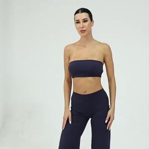 2PCS Yoga Set Women Yoga Pant Workout Tracksuit Sportswear Gym High Waist Straight Leg Bottoms Fitness Bta Sports Suit XP012026