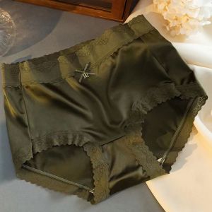 CHARMI Comfortable Breathable Satin Japanese Middle Waist Fashion Lace Lingerie Women Underwear Lady Briefs Ice Silk Panties