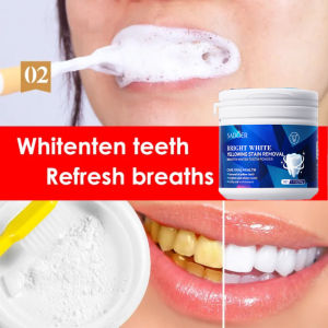 SADOER Pemutih Gigi Bubuk Teeth Whitening Powder 50G - Alat Sikat Gigi Putih Bersih Menghilangkan Noda & Kebersihan Mulut dengan Mutiara Putih Pasta GigiG