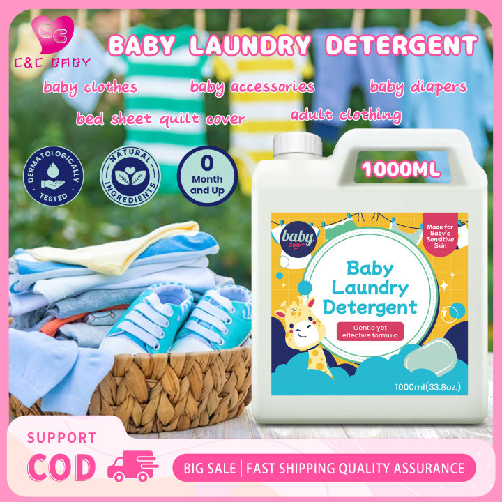 BabyZoom Baby Laundry Liquid Detergent 1000ml Gentle yet Effective Formula  Antibacterial for Baby Clothes Newborn Essentials Baby Needs Newborn