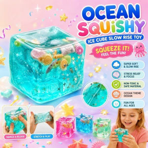 Squishy Stress Relief Cube Ocean Snowflake TPR Slow Rebound Sensory Fidget Toy Pocket Size 1-4Pcs