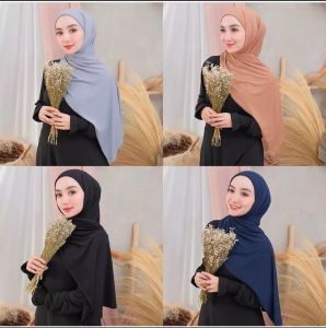 Kerudung Pashmina Inner 2in1 Import Premium Ceruty Babydoll Termurah Kekinian  Mewah Terbaru 2023