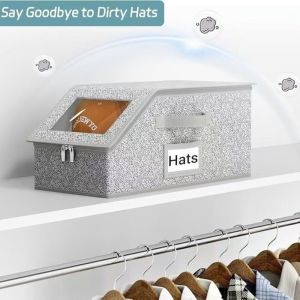 Baseball Cap Organizer Box Foldable Large Capacity Dustproof Hat Rack Storage for Closet Shelf