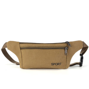 Waist Belt Bag Thickened Canvas Chest Bag Crossbody Bag For Men Running Sports Travel Black Khaki